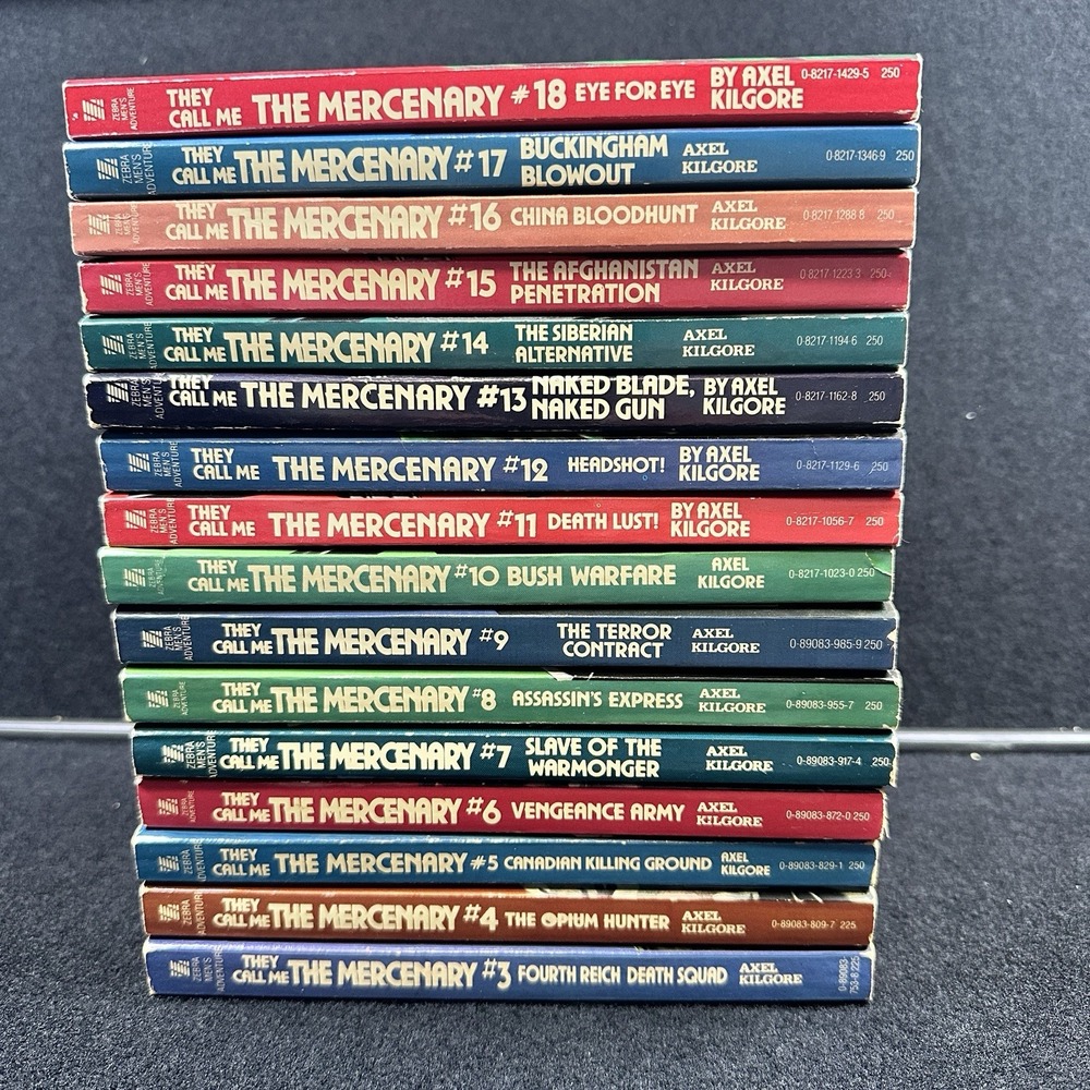 They Call Me THE MERCENARY Axel Kilgore #3-18 Vintage Book Lot of 17 PB Zebra